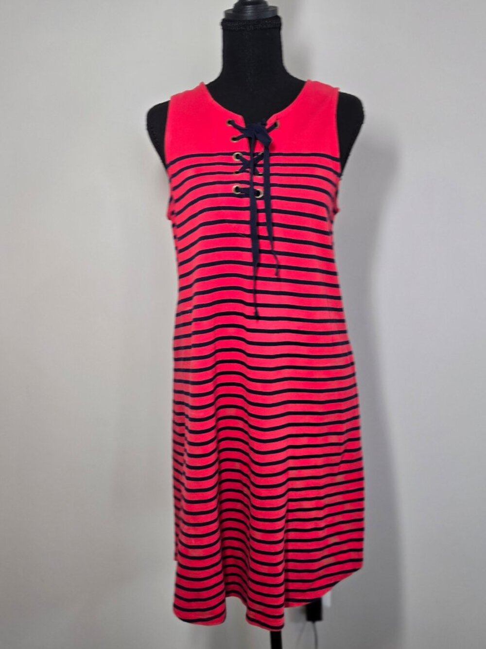 Talbots Striped Lace-Up Dress Size S